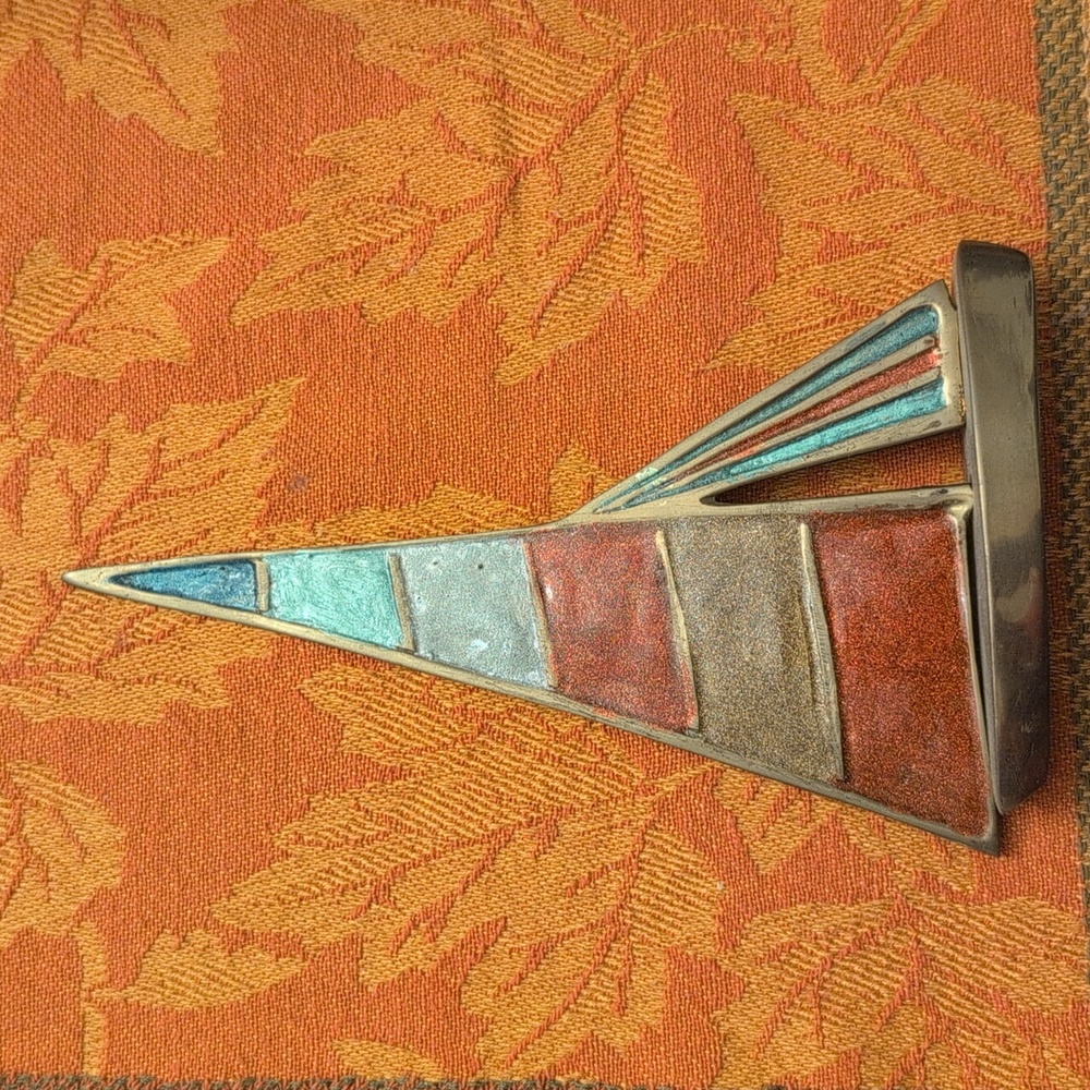 Colorful Sailboat Brass/Metal Hand Painted Paperweight